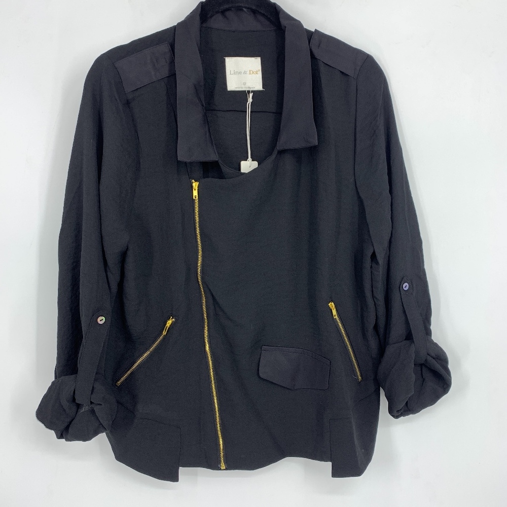 Revolve Line & Dot Black Moto Jacket Chiffon